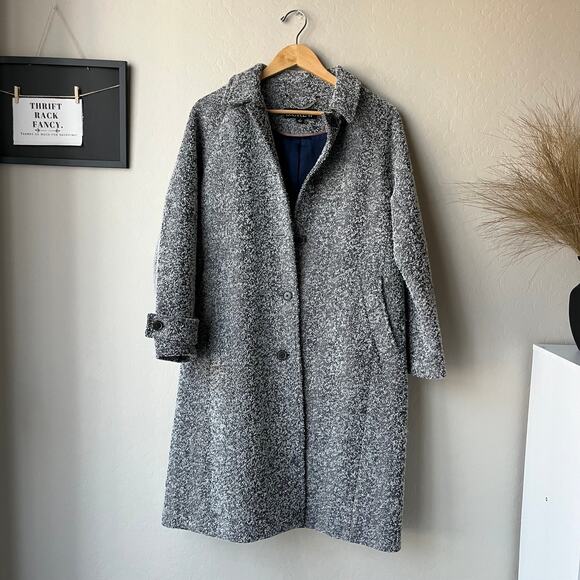 J. Crew Relaxed Italian Topcoat Gray Winter Jacket in Herringbone Size 0 - Picture 2 of 10